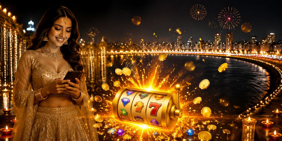 Bustling marine drive in Mumbai with slot game graphics concept